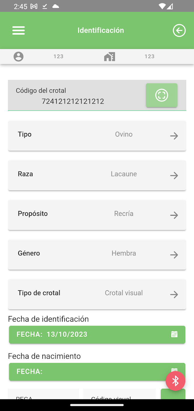 Ficha de animal Mi Granja - Aplicación para el control de animales